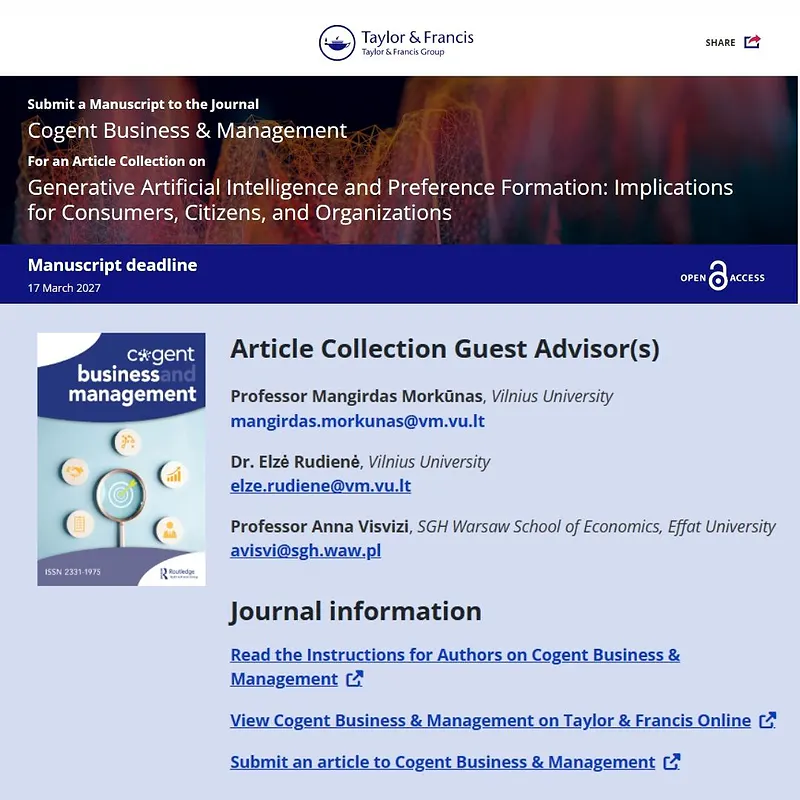 Generative Artificial Intelligence and Preference Formation: Implications for Consumers, Citizens, and Organizations