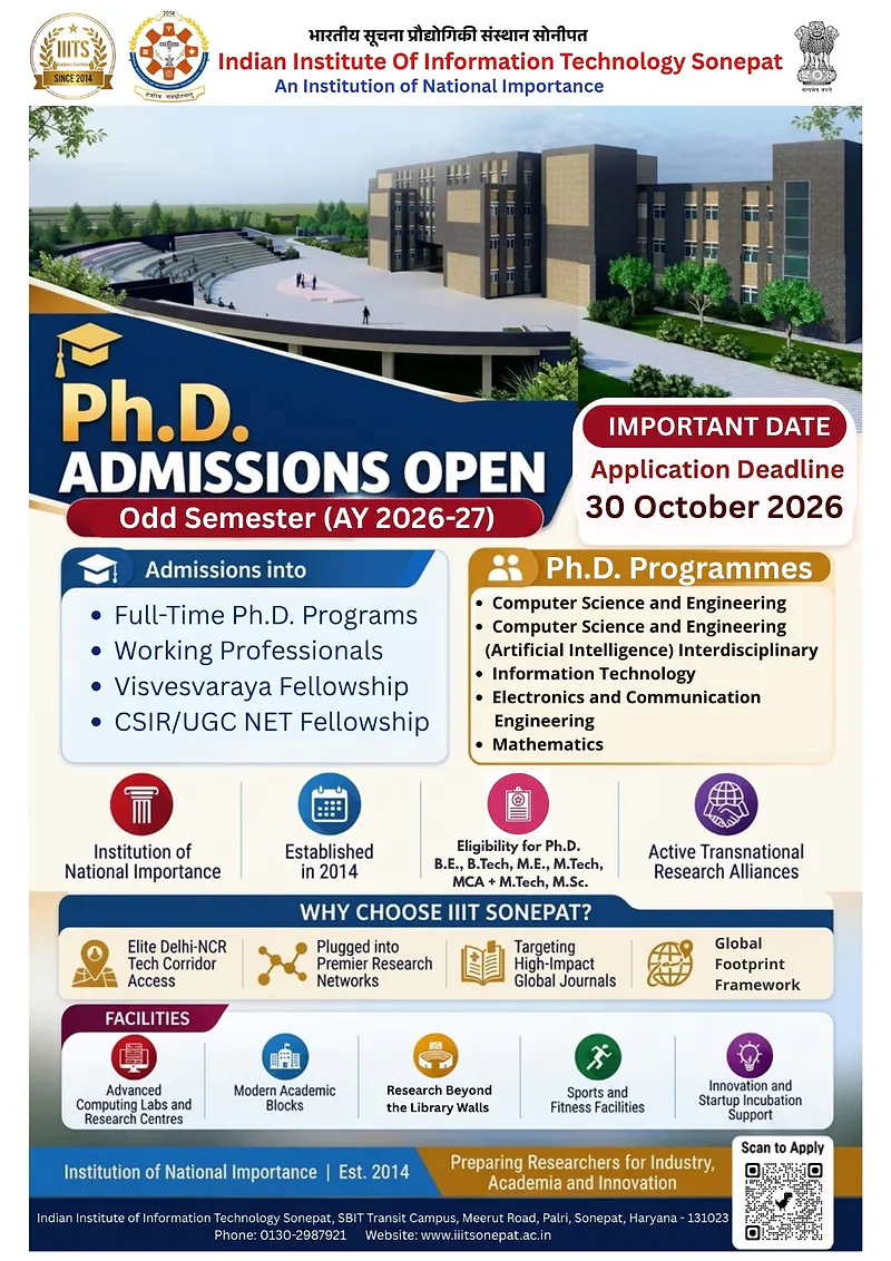 Ph.D. Admissions 2026–27 – IIIT Sonepat