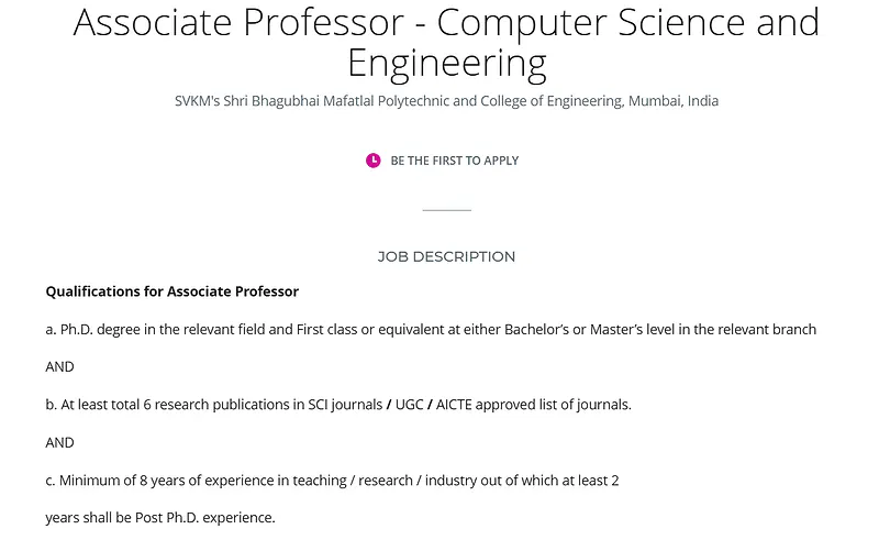 SVKM Recruitment: Associate Professor in Computer Science and Engineering