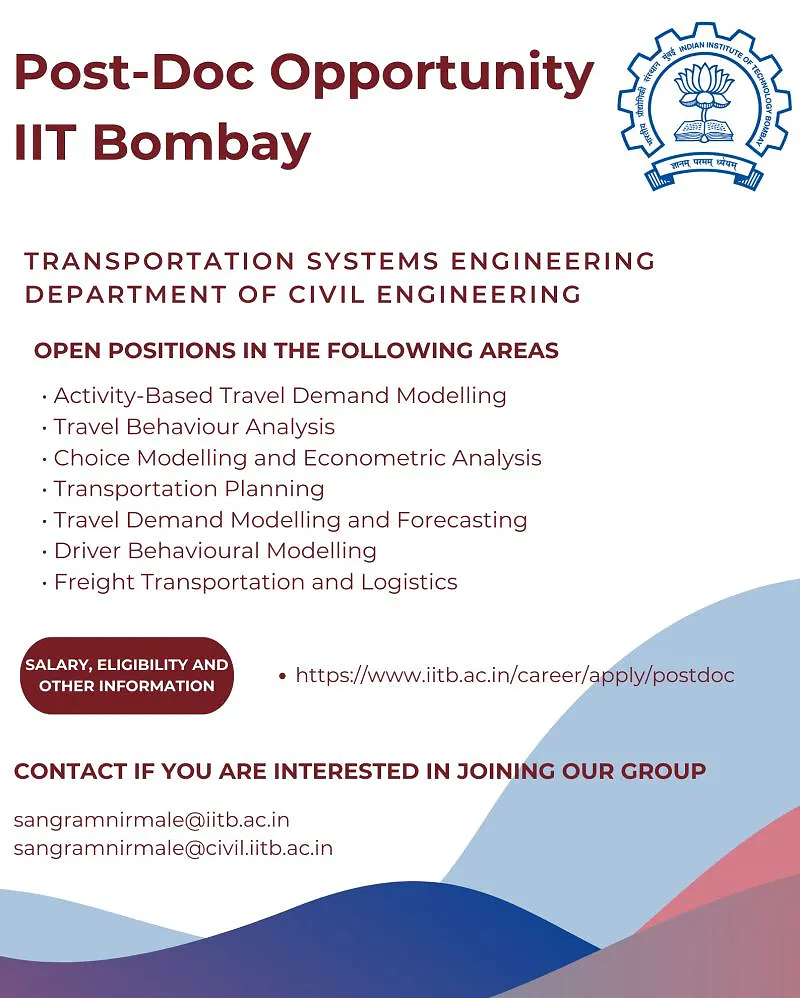 IIT Bombay Post-Doctoral Fellow Recruitment in Transportation Systems Engineering