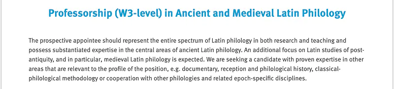 Professorship (W3-level) in Ancient and Medieval Latin Philology – University of Münster