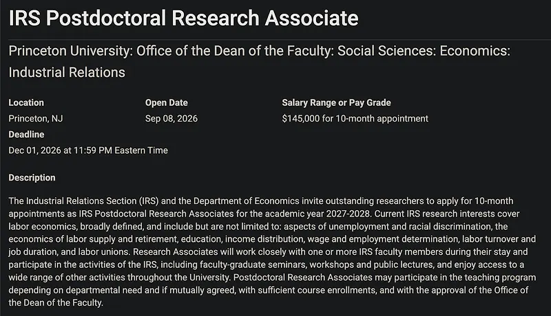 Postdoctoral Opportunity: IRS Postdoctoral Research Associate – Princeton University