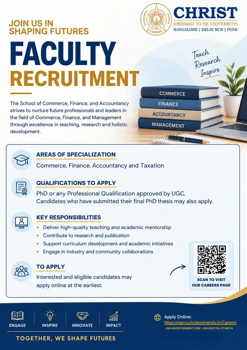 Faculty Recruitment 2026 | CHRIST (Deemed to be University)