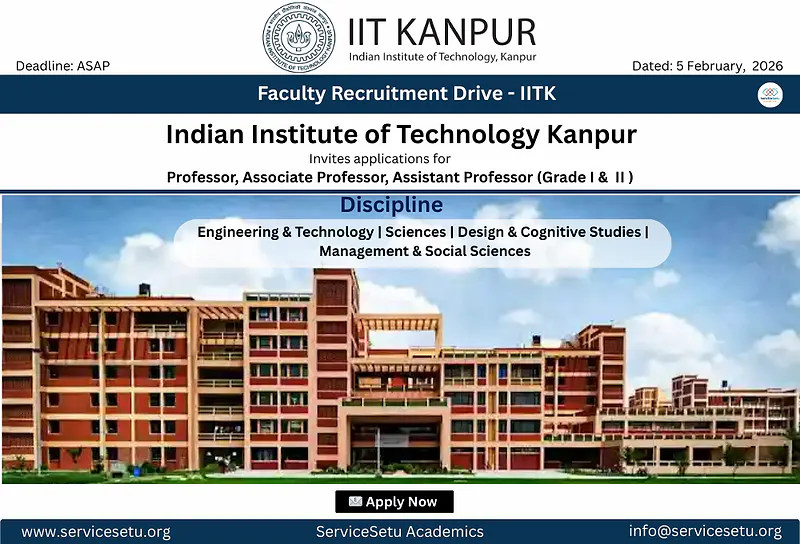 IIT Kanpur Faculty Recruitment 2026 | Professor, Associate Professor & Assistant Professor