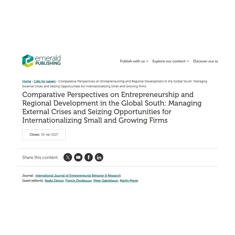 Comparative Perspectives on Entrepreneurship and Regional Development in the Global South: Managing External Crises and Seizing Opportunities for Internationalizing Small and Growing Firms