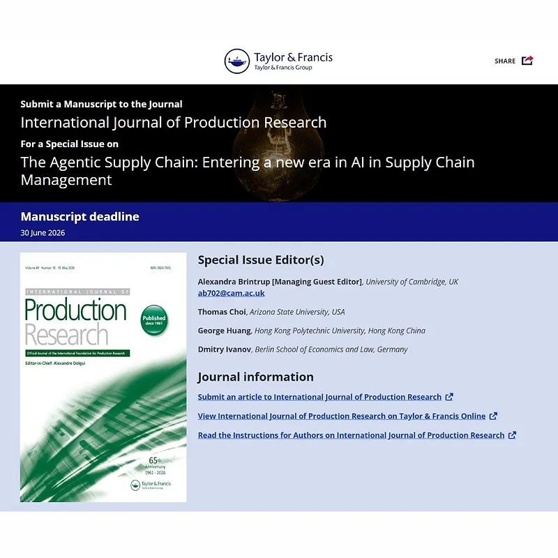 𝗧𝗵𝗲 𝗔𝗴𝗲𝗻𝘁𝗶𝗰 𝗦𝘂𝗽𝗽𝗹𝘆 𝗖𝗵𝗮𝗶𝗻: 𝗘𝗻𝘁𝗲𝗿𝗶𝗻𝗴 𝗮 𝗡𝗲𝘄 𝗘𝗿𝗮 𝗶𝗻 𝗔𝗜 𝗶𝗻 𝗦𝘂𝗽𝗽𝗹𝘆 𝗖𝗵𝗮𝗶𝗻 𝗠𝗮𝗻𝗮𝗴𝗲𝗺𝗲𝗻𝘁