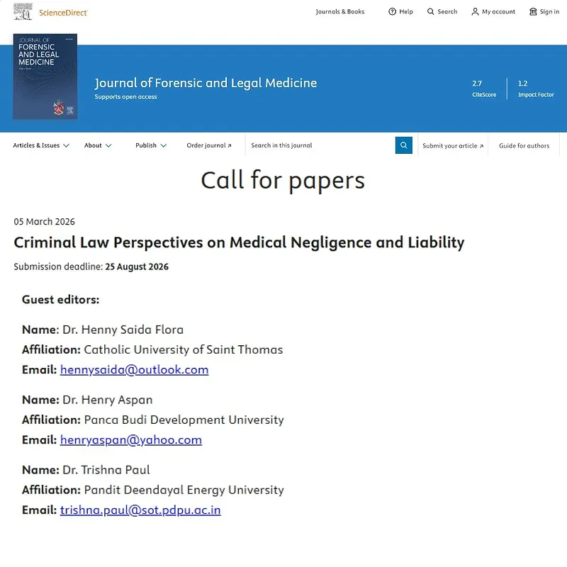 "Criminal Law Perspectives on Medical Negligence and Liability"