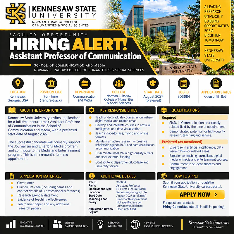 Assistant Professor of Communication – Kennesaw State University