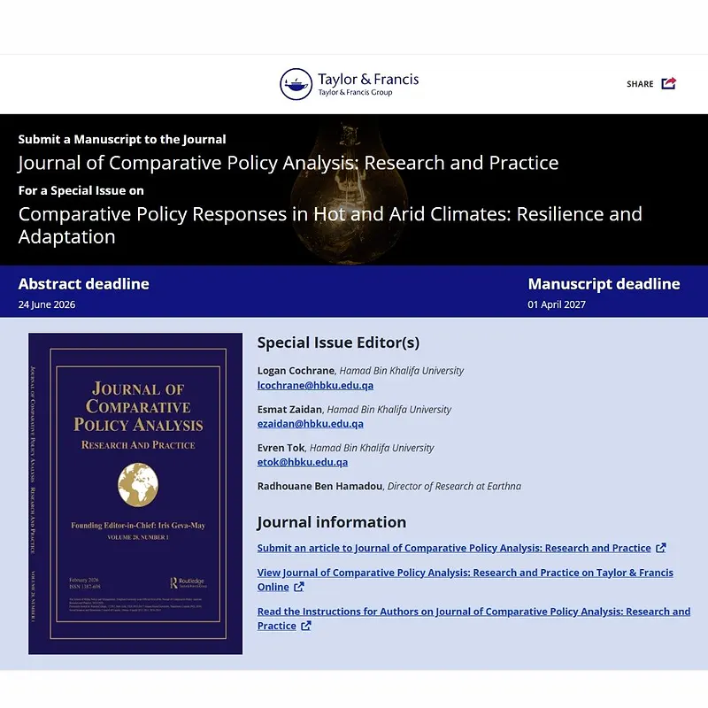 𝗖𝗼𝗺𝗽𝗮𝗿𝗮𝘁𝗶𝘃𝗲 𝗣𝗼𝗹𝗶𝗰𝘆 𝗥𝗲𝘀𝗽𝗼𝗻𝘀𝗲𝘀 𝗶𝗻 𝗛𝗼𝘁 𝗮𝗻𝗱 𝗔𝗿𝗶𝗱 𝗖𝗹𝗶𝗺𝗮𝘁𝗲𝘀: 𝗥𝗲𝘀𝗶𝗹𝗶𝗲𝗻𝗰𝗲 𝗮𝗻𝗱 𝗔𝗱𝗮𝗽𝘁𝗮𝘁𝗶𝗼𝗻