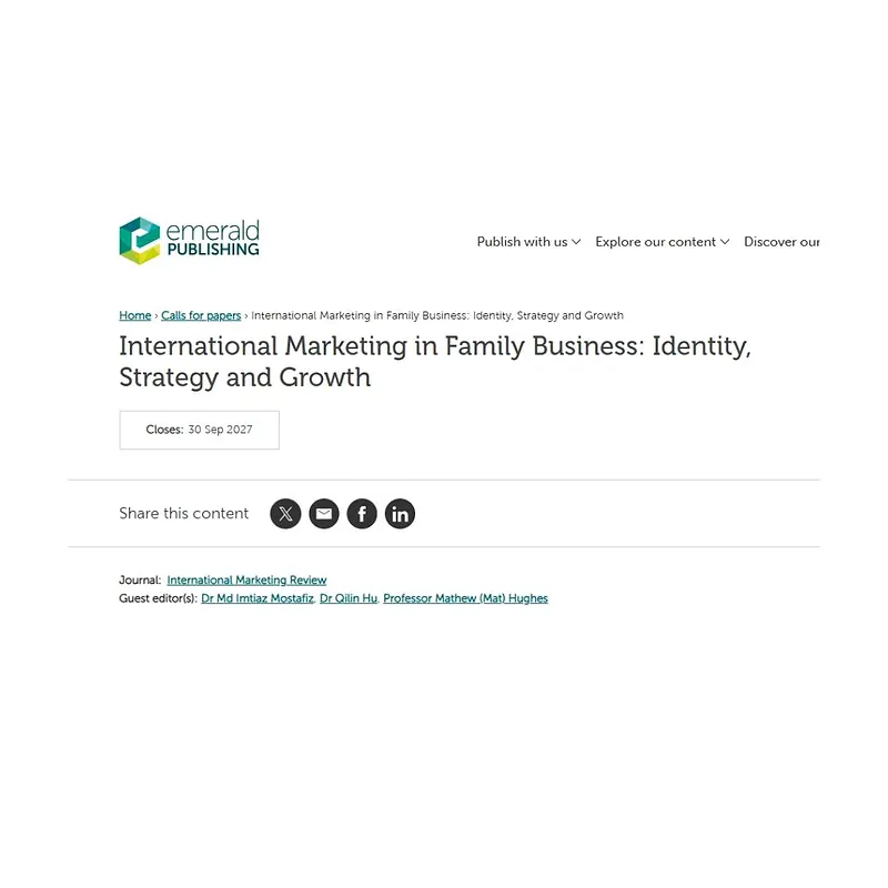 “International Marketing in Family Business: Identity, Strategy and Growth”