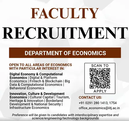IIT Jodhpur Faculty Recruitment 2026: Department of Economics 