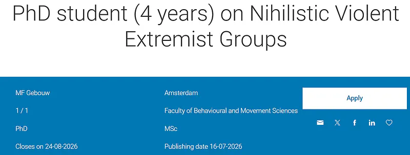 Vrije Universiteit Amsterdam PhD Recruitment 2026