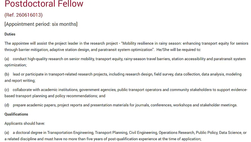 Postdoctoral Fellow Recruitment 2026 at The Hong Kong Polytechnic University