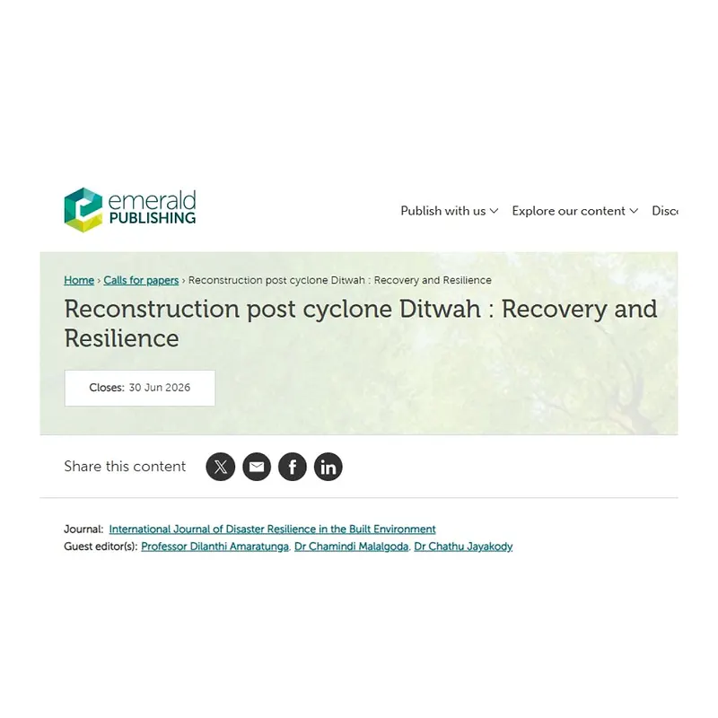 Reconstruction Post Cyclone Ditwah: Recovery and Resilience