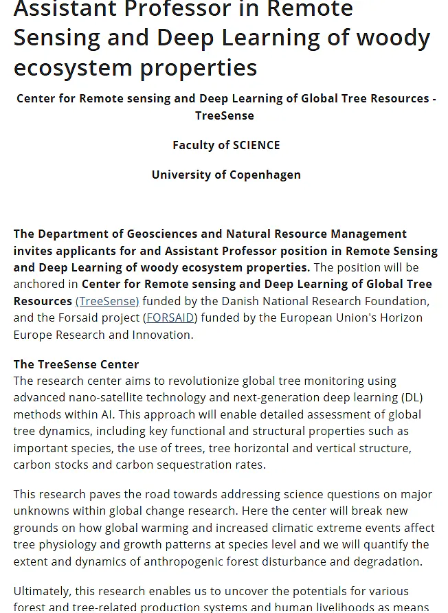 University of Copenhagen Recruitment 2026: Assistant Professor in Remote Sensing and Deep Learning