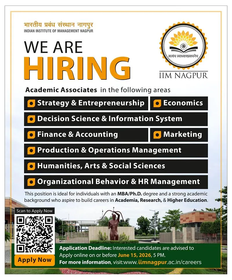 IIM Nagpur Invites Applications for Academic Associate Positions