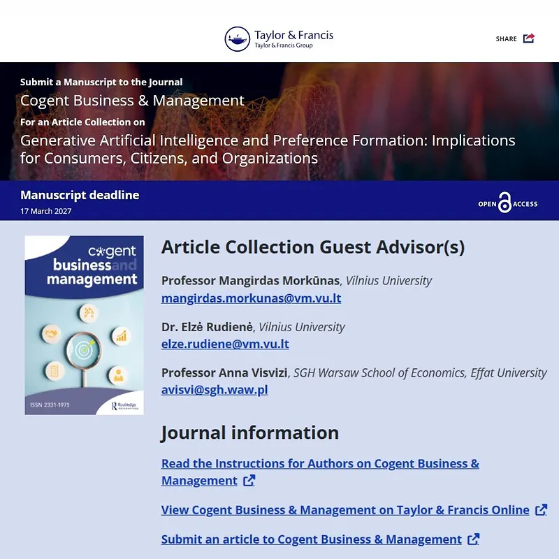 Generative Artificial Intelligence and Preference Formation: Implications for Consumers, Citizens, and Organizations
