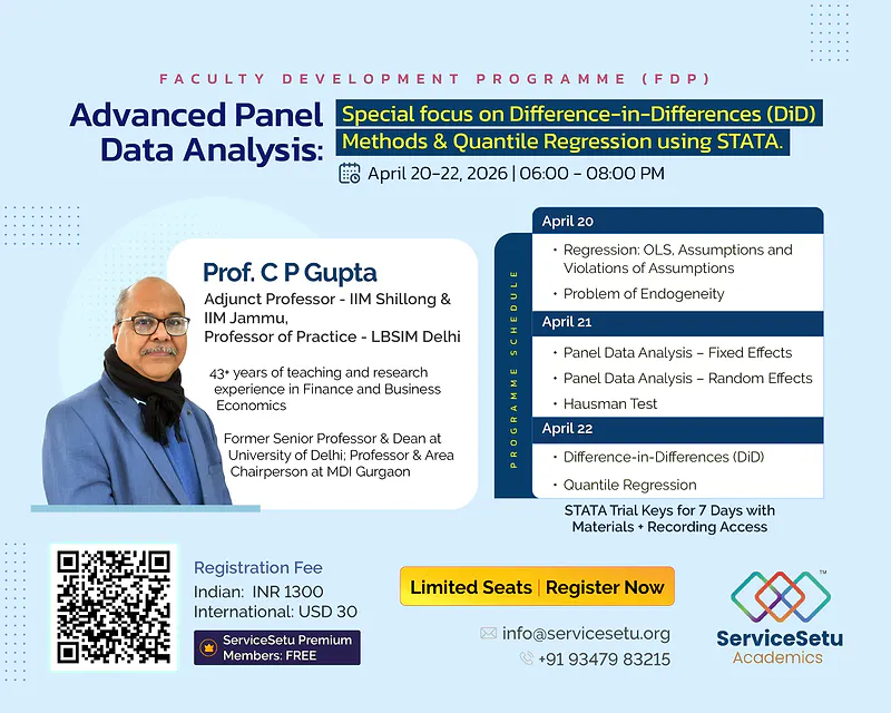 Advanced Panel Data Analysis Workshop - Special Focus on Difference-in-Difference (DiD) Methods and Quantile Regression using STATA