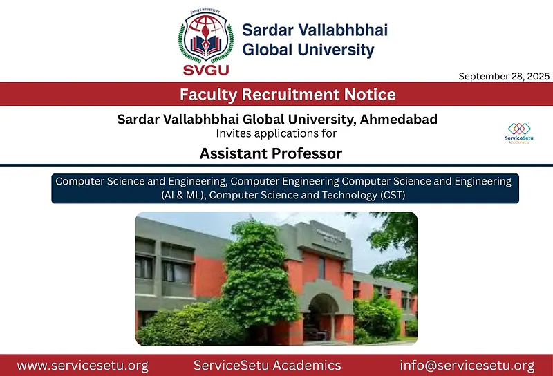Assistant Professor – Recruitment at SVGU, Ahmedabad