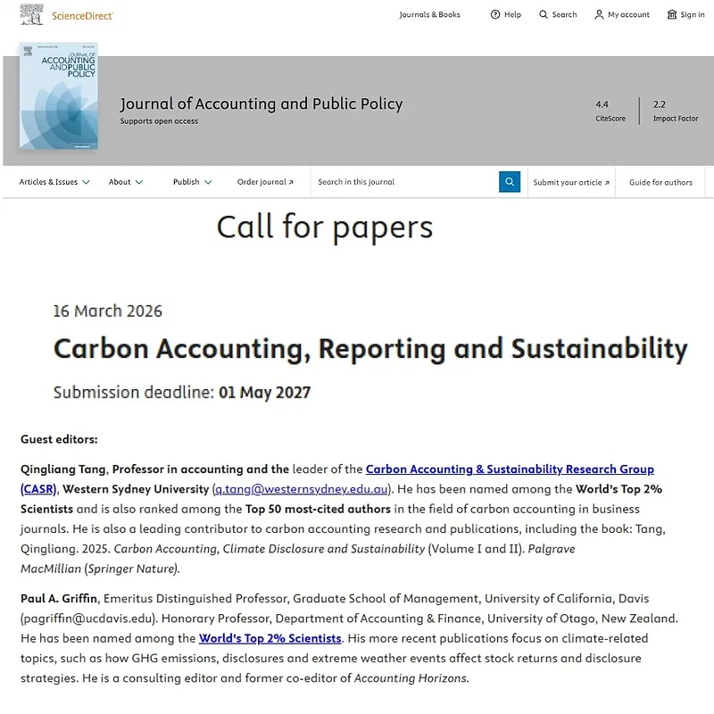 Carbon Accounting, Reporting and Sustainability