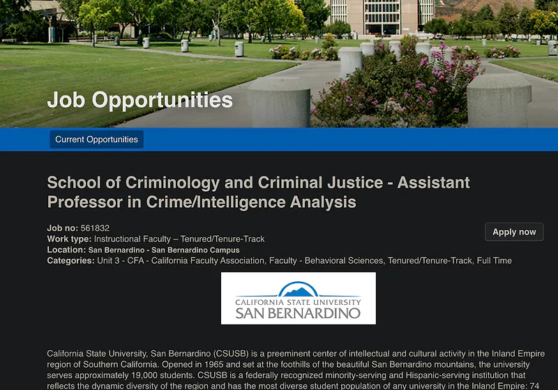 School of Criminology and Criminal Justice - Assistant Professor in Crime/Intelligence Analysis