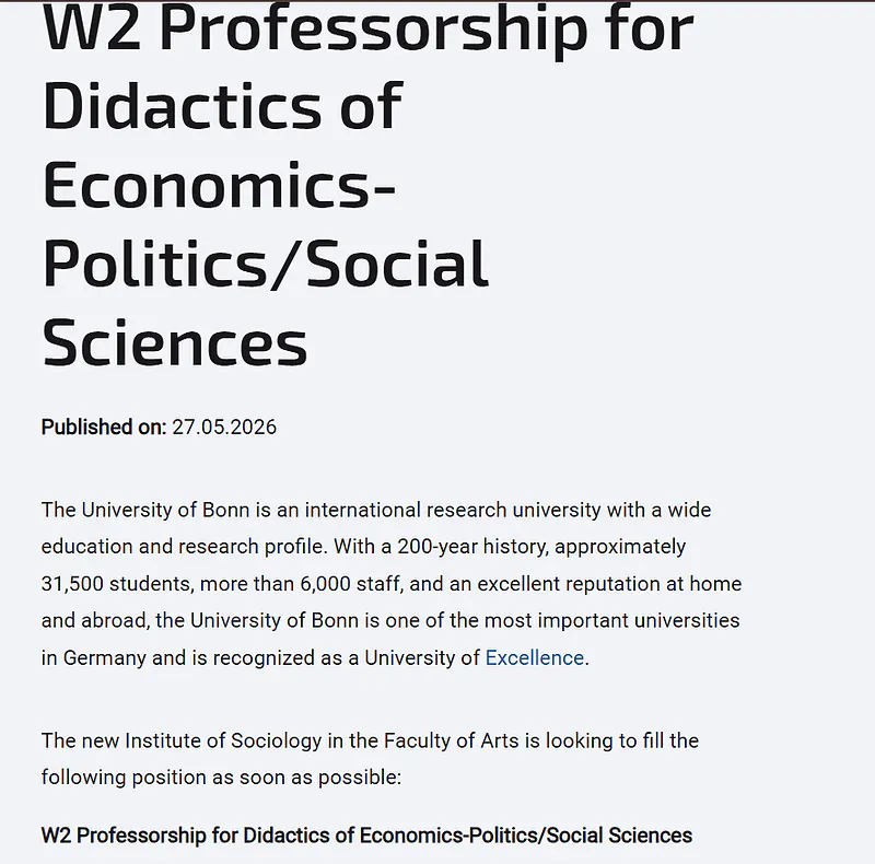 University of Bonn W2 Professorship Recruitment 2026