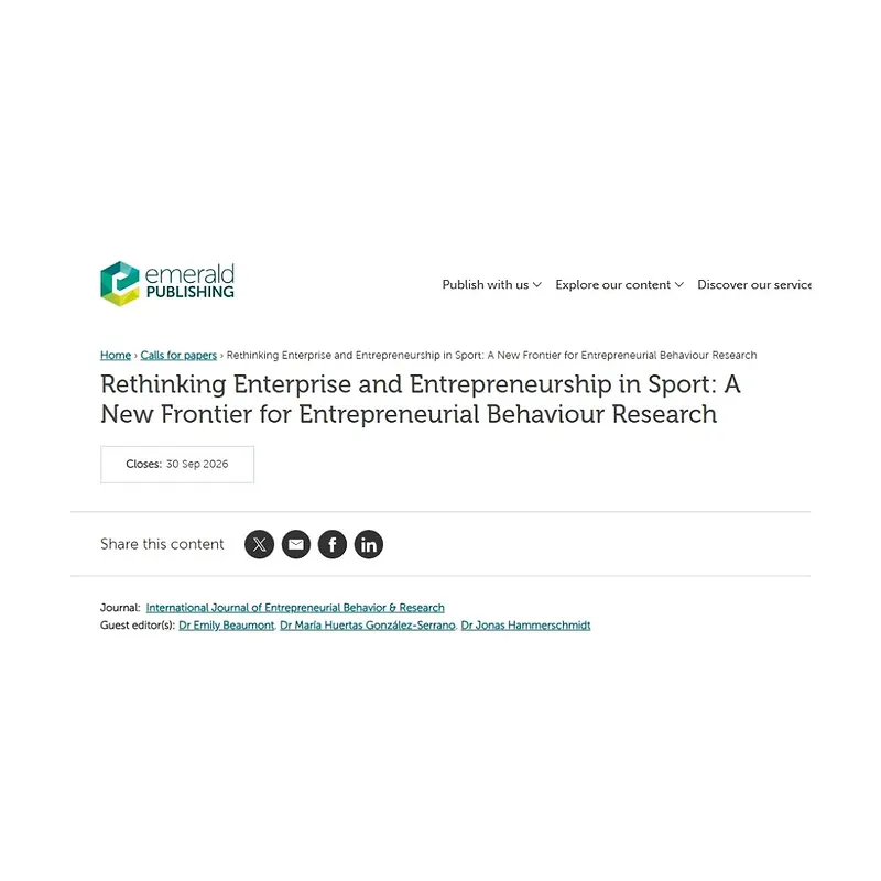  Rethinking Enterprise and Entrepreneurship in Sport: A New Frontier for Entrepreneurial Behaviour Research