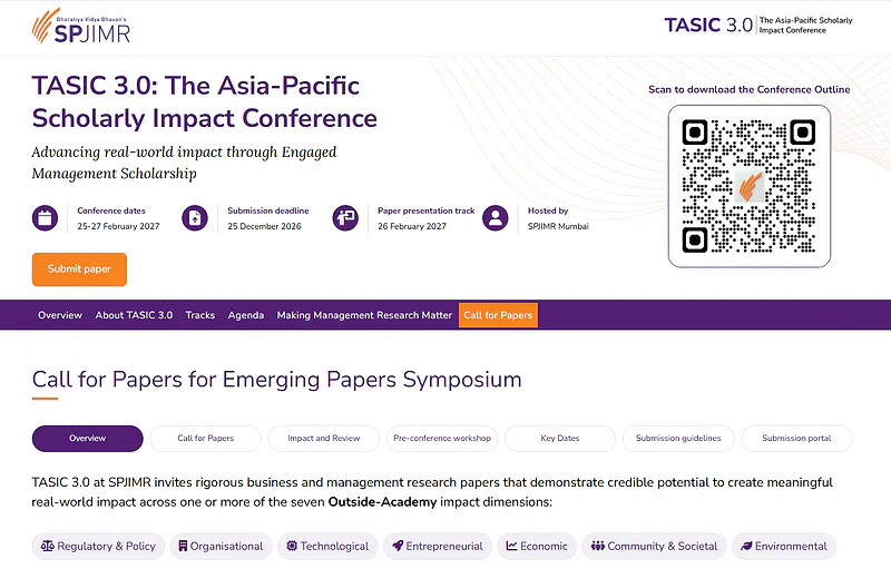 SPJIMR TASIC 3.0: Call for Papers – Emerging Papers Symposium 2027