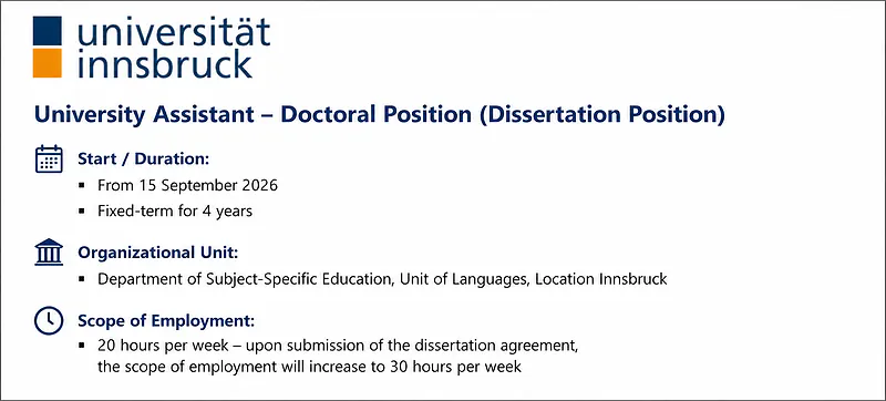 University Assistant – Doctoral Position – Universität Innsbruck