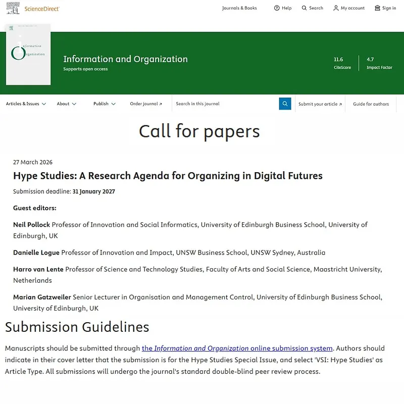 Hype Studies: A Research Agenda for Organizing in Digital Futures