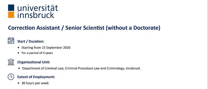 Pre-Doctoral Research and Teaching Associate (Criminal Law) – Universität Innsbruck