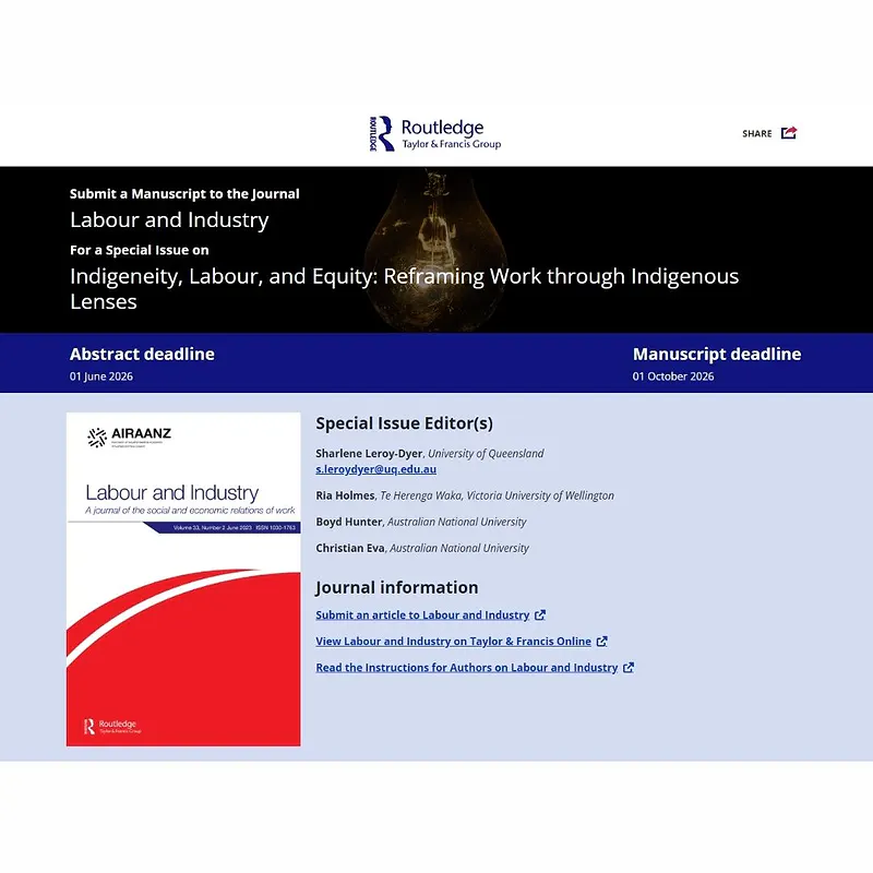 Indigeneity, Labour, and Equity: Reframing Work through Indigenous Lenses