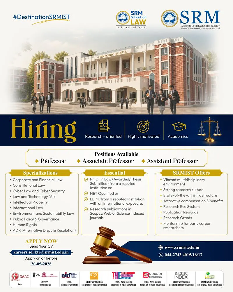 𝗙𝗮𝗰𝘂𝗹𝘁𝘆 𝗥𝗲𝗰𝗿𝘂𝗶𝘁𝗺𝗲𝗻𝘁 𝟮𝟬𝟮𝟲: 𝗦𝗥𝗠 𝗦𝗰𝗵𝗼𝗼𝗹 𝗼𝗳 𝗟𝗮𝘄