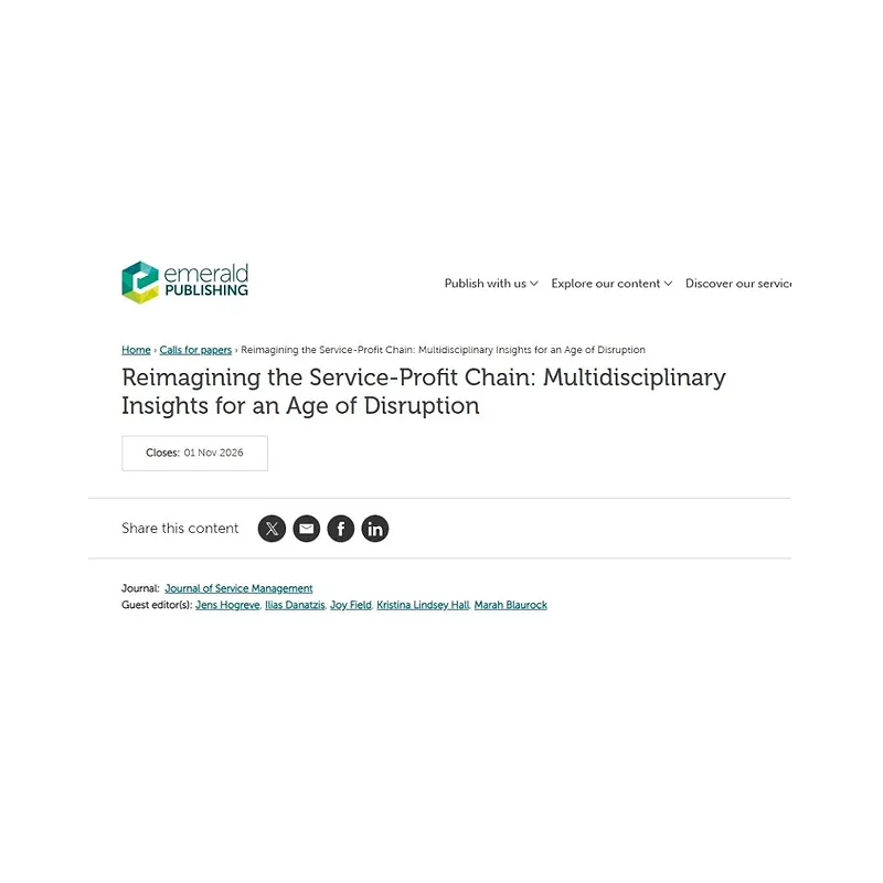 Reimagining the Service‑Profit Chain: Multidisciplinary Insights for an Age of Disruption