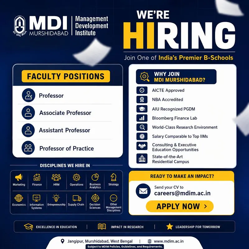 Faculty Recruitment MDI Murshidabad 2026