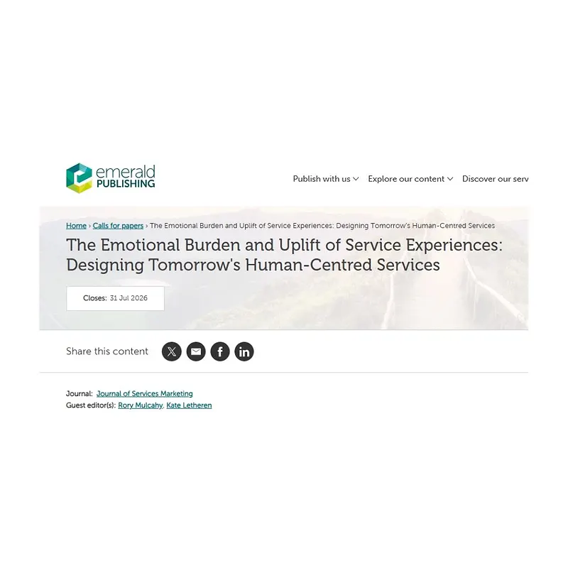 “The Emotional Burden and Uplift of Service Experiences: Designing Tomorrow’s Human‑Centred Services”