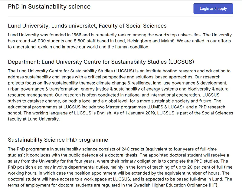 Lund University PhD in Sustainability Science 2026 | Fully Funded PhD Opportunity in Sweden