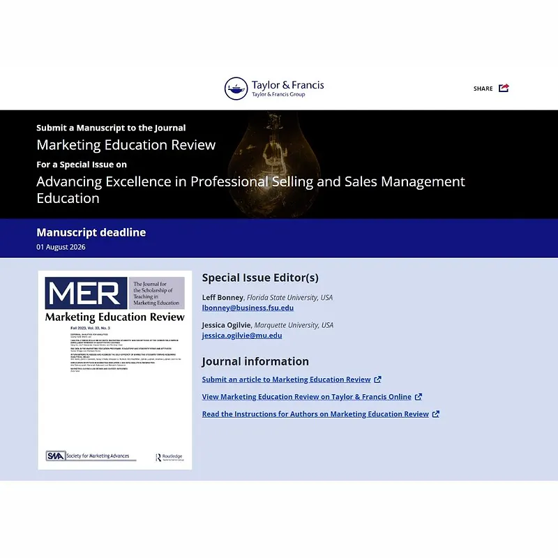 Advancing Excellence in Professional Selling and Sales Management Education
