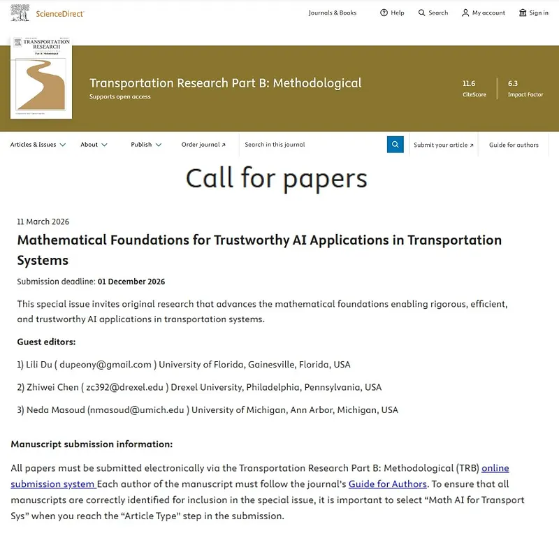 "Mathematical Foundations for Trustworthy AI Applications in Transportation Systems"