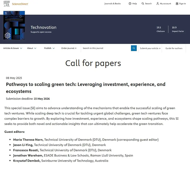 “Pathways to Scaling Green Tech: Leveraging Investment, Experience, and Ecosystems”