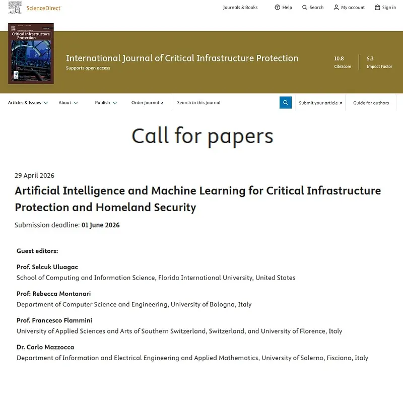  “Artificial Intelligence and Machine Learning for Critical Infrastructure Protection and Homeland Security”