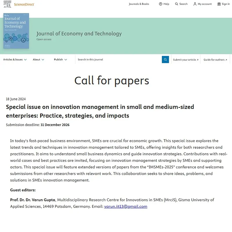 “Innovation Management in Small and Medium-sized Enterprises: Practice, Strategies, and Impacts”