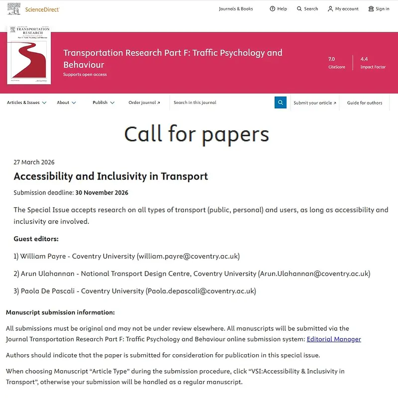 "Accessibility and Inclusivity in Transport"