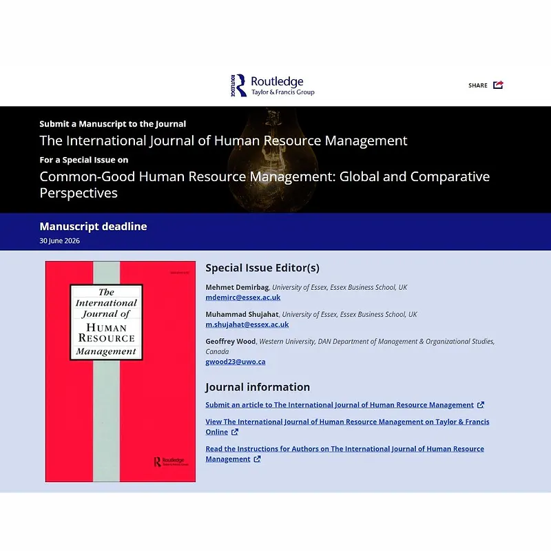 Common-Good Human Resource Management: Global and Comparative Perspectives