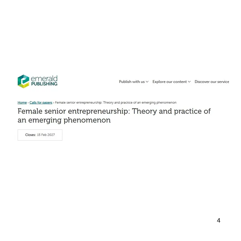 Female Senior Entrepreneurship: Theory and Practice of an Emerging Phenomenon