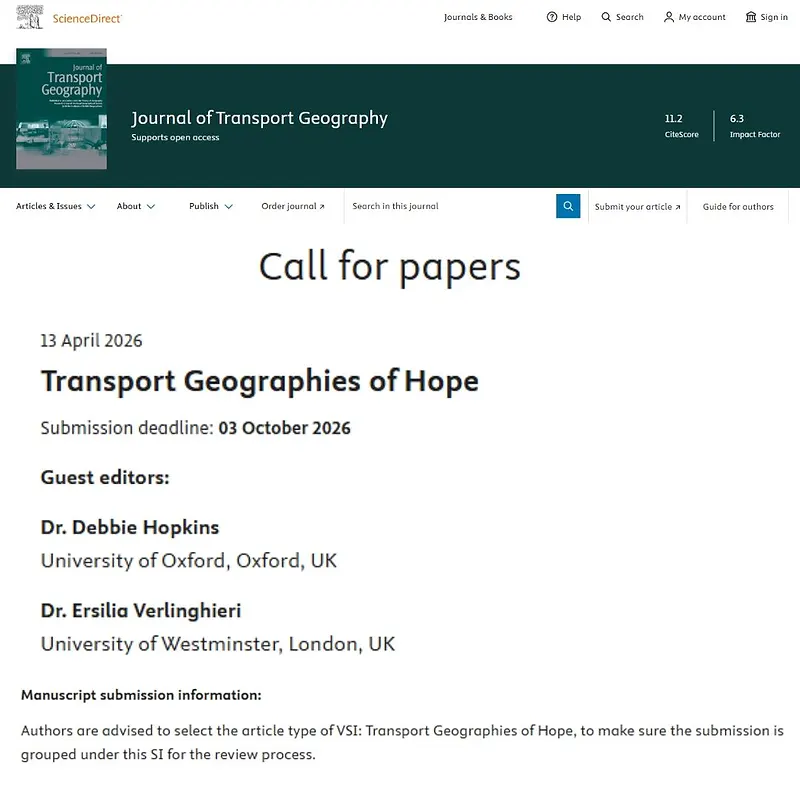 "Transport Geographies of Hope"