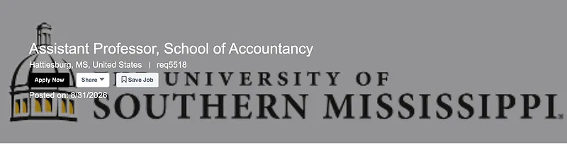 Assistant Professor, School of Accountancy – The University of Southern Mississippi