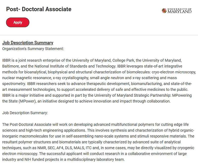 University of Maryland Offers Two Postdoctoral Roles