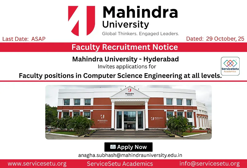 Faculty Hiring at Mahindra University | Computer Science Engineering