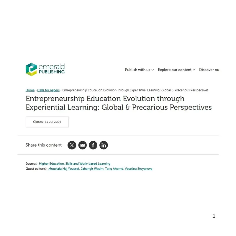 Entrepreneurship Education Evolution through Experiential Learning: Global & Precarious Perspectives